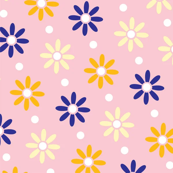 Daisy Kamille Blumenmuster Auf Rosa Hintergrund Niedliches Blumenmuster Für Mode — Stockvektor
