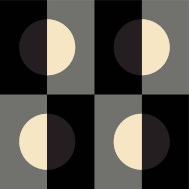 Orta Çağ Modern Basit Geometrik Minimalist Sanat. Gri Siyah Geometrik Poster. Geometrik Şekiller ve Çemberlerle Soyut Modern Arkaplan