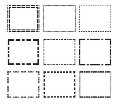 Blank Square Shaped Frame Border Vintage Design Set Illustration In Black Color