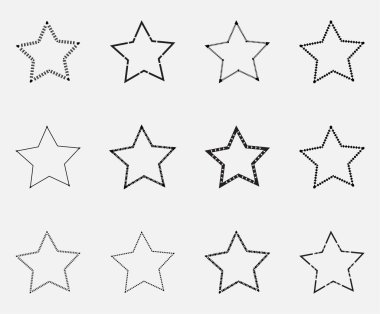 Monochrome Black And White Geometric Stars Icon Set