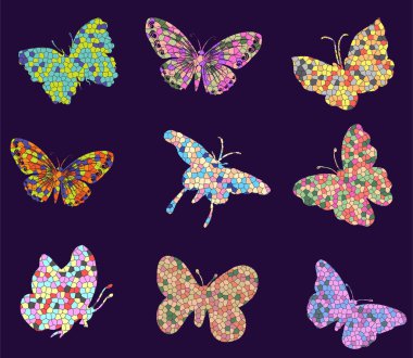 Mozaik Kelebekleri Kral Vektörü Simgeleri