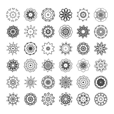 Geometrik Mandala Dekorasyon Süslemesi Çiçek Motifi Etnik Doğulu Biçim Simgesi Ayarları