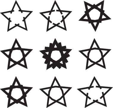 Siyah ve Beyaz Tek Renkli Yıldız Simgeleri