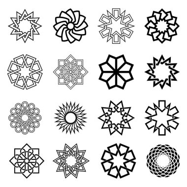 Siyah ve Beyaz Geometrik Çiçek Süslemesi Mandala