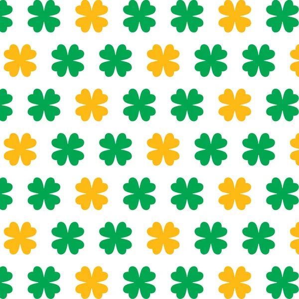 Lucky Four Leaf Clover Pattern Patricks Day Shamrock Symbol Muster — Stockvektor