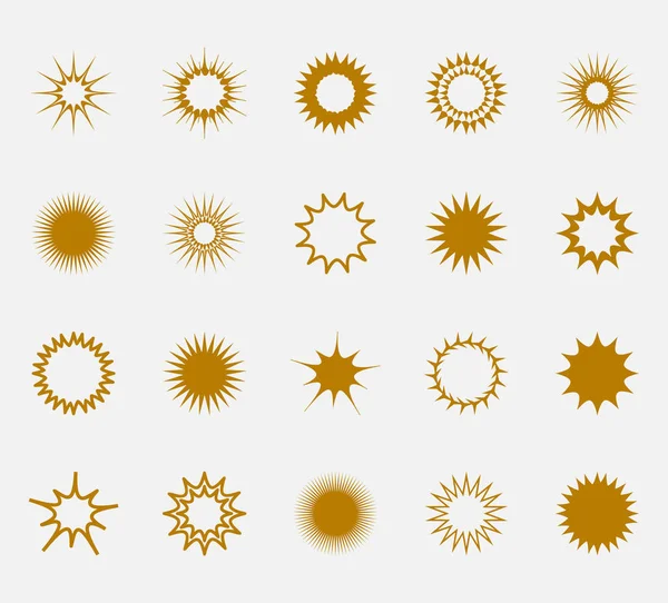 Icônes Soleil Collection Sunbrust Illustration Vectorielle Isolée Sur Fond Blanc — Image vectorielle