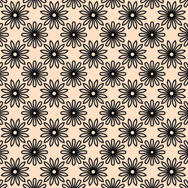 Geometrisches Schwarzes Blumenmuster — Stockvektor