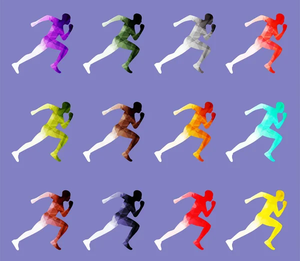Hombre Corriendo Colorido Abstracto Bajo Poli Corriendo Hombre Vector Ilustración — Vector de stock