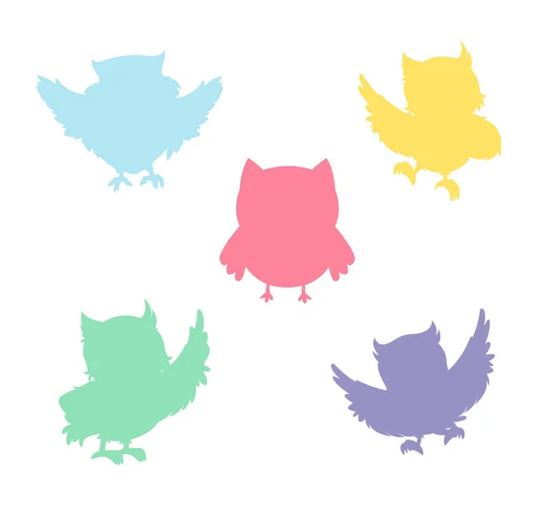 Komik Renkli Baykuş Set — Stok Vektör