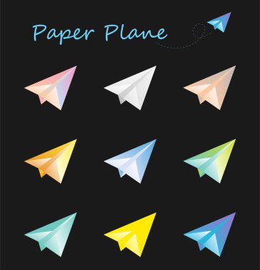 Kağıt Uçak Simgesi. Renkli Origami Uçak seti. Sohbet için Simge Gönderiliyor, Web sitesi, Mobil Uygulama. Kağıt Düzlem Logosu Tasarım Vektörü İllüstrasyonu