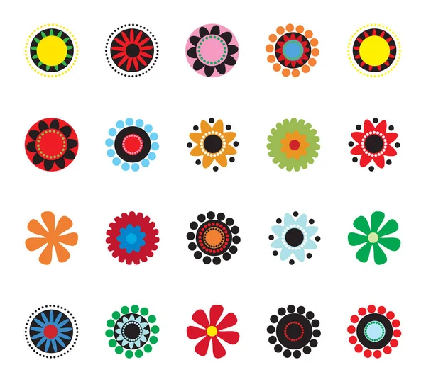 Icône Fleur Colorée Illustration Vectorielle Géométrique Collection Fleurs — Image vectorielle