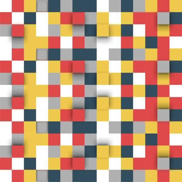 Czerwony Szary Żółty Wzór Kwadratowy Abstrakcyjna Mozaika Kolorowych Kwadratów Miękkim — Wektor stockowy