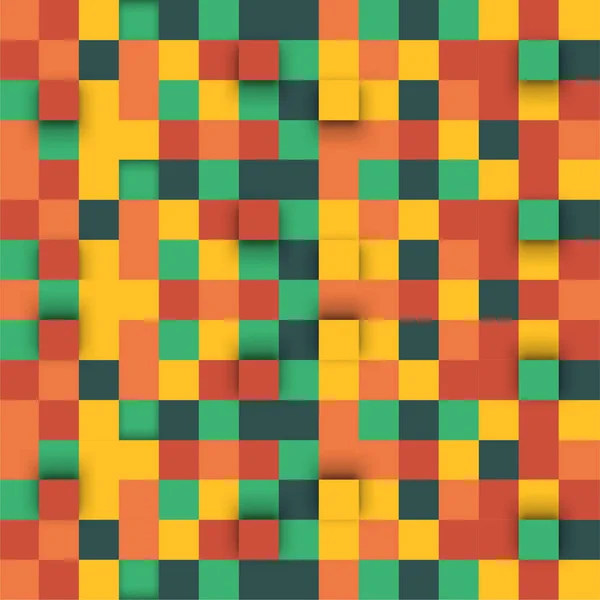 Pomarańczowy Żółty Zielony Wzór Kwadratowy Abstrakcyjna Mozaika Kolorowych Kwadratów Miękkim — Wektor stockowy