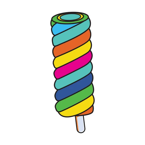 Twisted Rainbow Ice Cream Stick Isolated White Background — Stock Vector