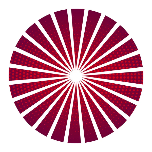 Demi Point Sunburst Circle Spirale Rouge Blanche Sunburst — Image vectorielle