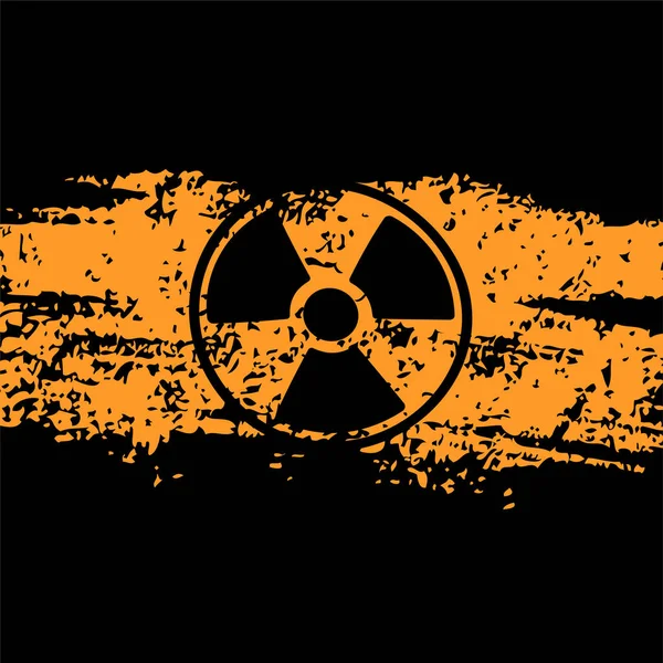 Grunge Radyasyon Uyarı Şareti Arkaplanı Eski Radyoaktif Zehirli Tehlike Sembolü — Stok Vektör