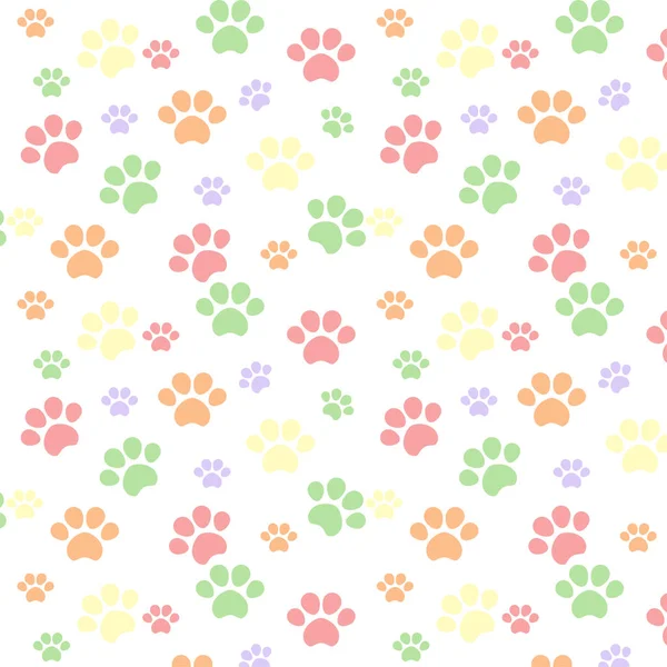 Patrón Colorido Huellas Pata Animal Pastel Coloreado Lindo Mascotas Patas — Vector de stock