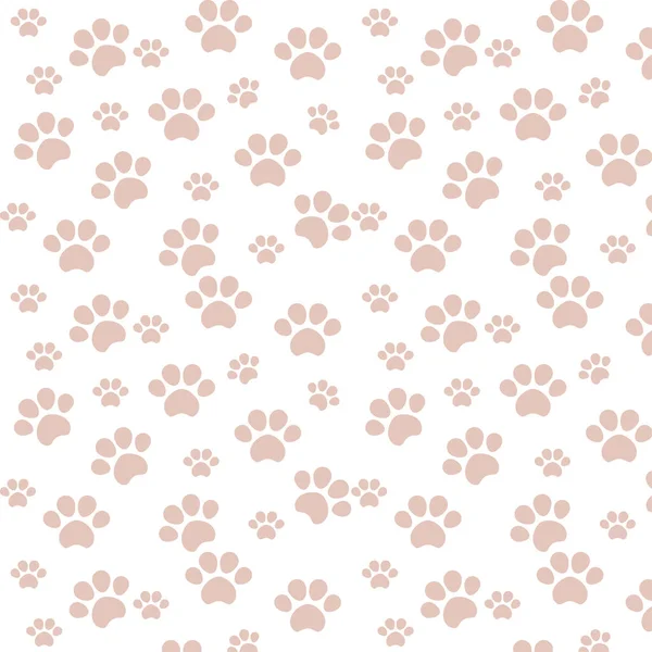 Pastel Brown Paw Print Background Pattern Cat Dog Footprints — Stock Vector