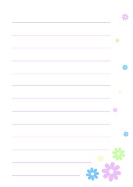 Çiçekli Dijital Planlayıcı Sayfası. Çiçeklerle Not Defteri Satırı Sayfası