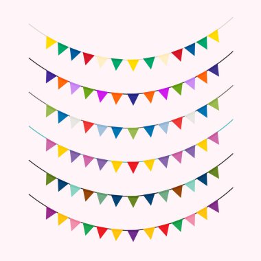 Bayraklı Karnaval Garland. Doğum günü, Parti ve Bayram Dekorasyonu İçin Çok Renkli Şenlikli Bunting