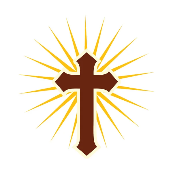 Cruz Santa Cristiana Con Rayos Sol Icono Cruz Starburst Círculo — Archivo Imágenes Vectoriales