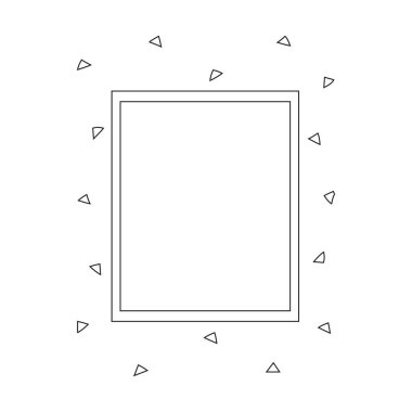 Küçük Üçgen Konfeti Sınır Vektörü Resimleriyle Siyah ve Beyaz Çerçeve