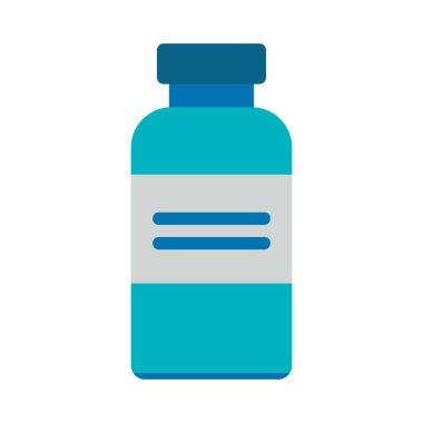 Etiket Simgesi Vektör İllüstrasyonlu Mavi İlaç Şişesi