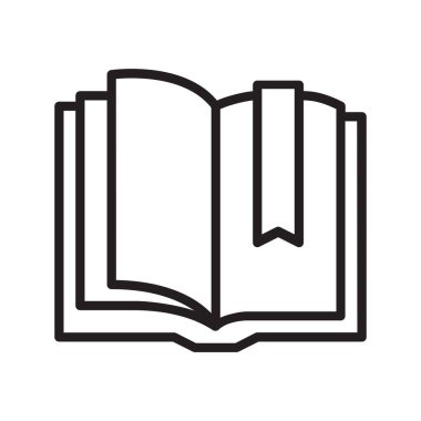 Yer İmleri Satır Simgesiyle Siyah ve Beyaz Açık Kitap