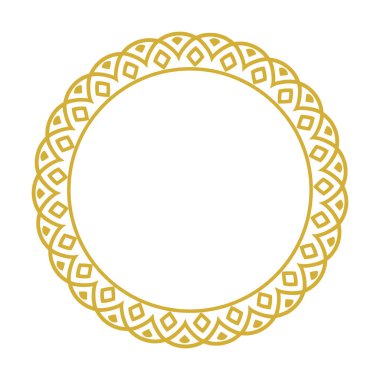Rhombus ve Neşter Sınırı ile Altın Süslü Yuvarlak Çerçeve