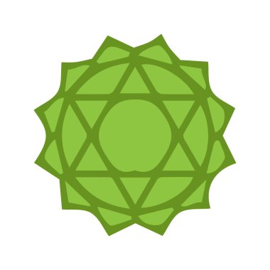 Yeşil Kalp Çakra Simgesi Vektör İllüstrasyonu