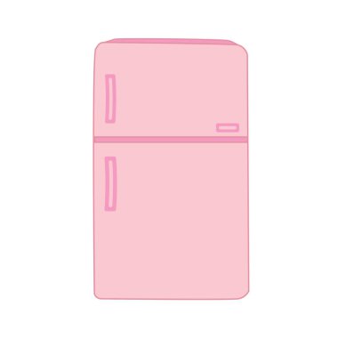 Retro Biçimli Pembe Buzdolabı Çizimi