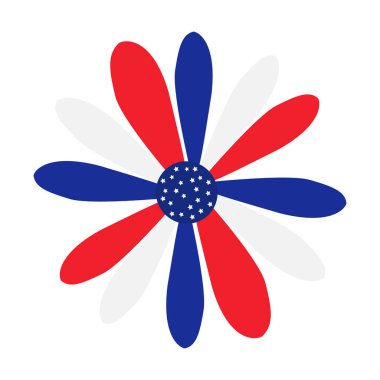 Amerikan Bağımsızlığını ve Ulusal Gururu Kutlayan Yıldız Merkezi ile Vatansever Kırmızı Beyaz ve Mavi Çiçek