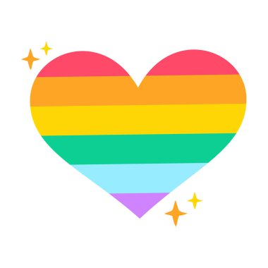 Parlak Yıldızlı Gökkuşağı Çizgili Kalp LGBTQ Sevgisi ve Gurur Kutlaması