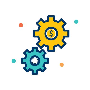 Dolar İşaretli Sarı Dişliler Mavi Saat Otomatik Maliye Aracı ile kesişiyor