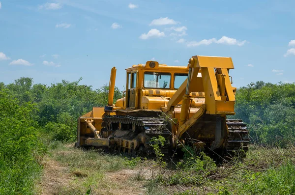 Bulldozer Mulching Forestal Preparación Mecánica Del Sitio Forestal — Foto de Stock
