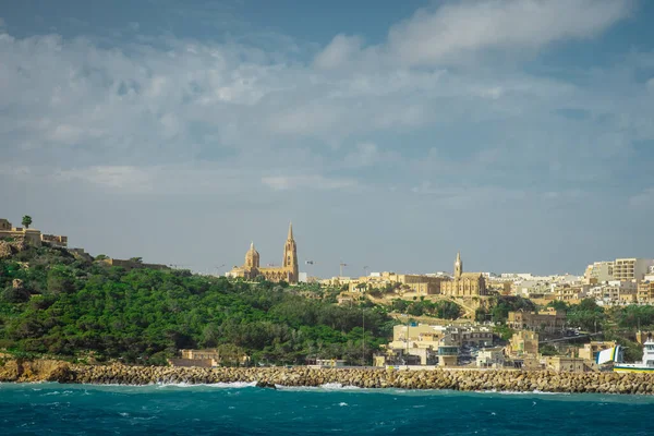 Toegang Tot Mgarr Haven Het Eiland Gozo Met Zichtbare Jachthaven — Stockfoto