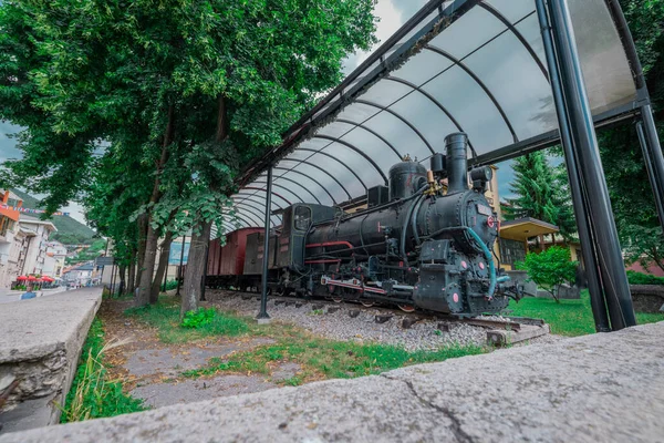 Stara Parowozy Flinted Travnik Jako Wspomnienie Starej Kolejki Wąskotorowej Bośni — Zdjęcie stockowe