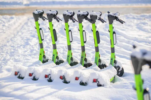 Rental electric scooters are being rendered useless due to heavy  snow and ice, covering roads and the scooter itself. Situation at winter in Bergen, Norway, not possible and unsafe to use electric scooters.