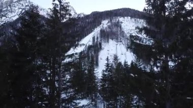 Planica 'nın 4k' lık insansız hava aracı panoraması sabahın erken saatlerinde birçok kayak atlayışı görülebiliyor..