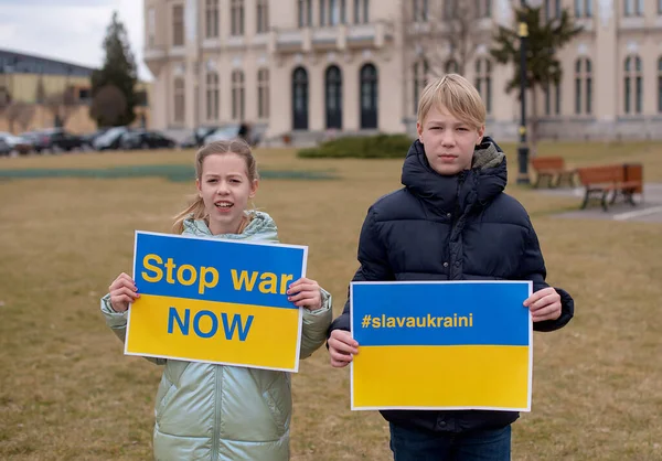 Board No war, Stop war. Little ukrainian patriot. No war with Ukraine. Ukrainian geopolitics globe crisis.