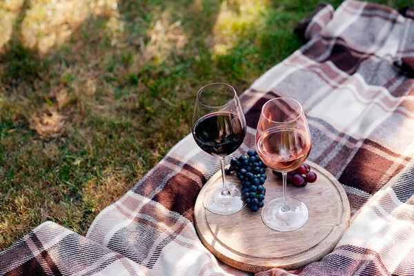 Two Glasses Wine Picnic Theme — Stock Photo, Image