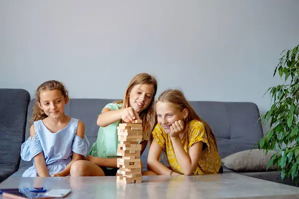 Kinderen Die Bordspelletjes Spelen Digitale Detox — Stockfoto