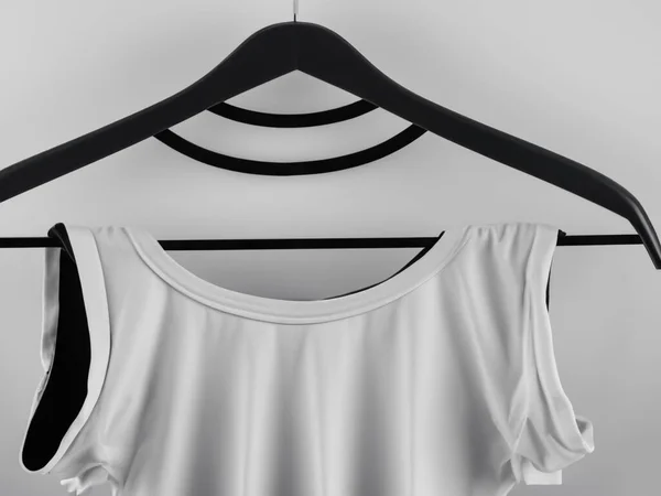 Realistische Shirt Attrappe Blankes Schwarzes Und Weißes Shirt Auf Kleiderbügel — Stockfoto