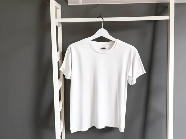 Realistic Shirt Mockup Blank Black White Shirt Hanger Design Mockup — Stock Photo, Image