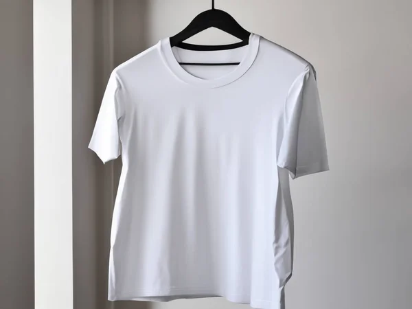 Camiseta Realista Maqueta Jalá Camiseta Blanco Negro Percha Maqueta Diseño — Foto de Stock
