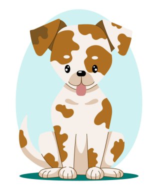 Jack russel terrier. Düz bir şekilde oturan köpeğin vektör illüstrasyonu.