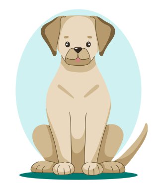Labrador. Düz bir şekilde oturan köpeğin vektör illüstrasyonu.