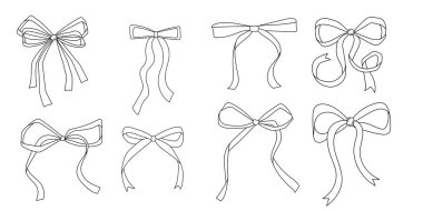 Basit bir Noel koleksiyonu. Minimalist yay vektör silueti ayarlandı.