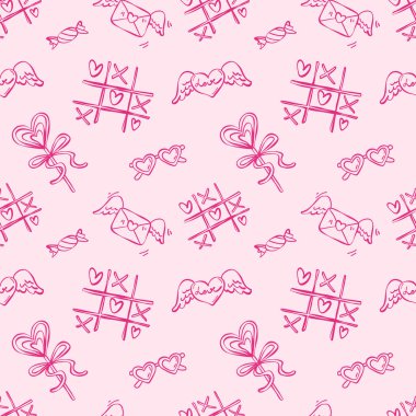 Romantik mürekkep unsurları olan kusursuz bir model. Ambalaj kağıdı, kumaş, duvar kağıdı, kartpostallar için tek renkli özet arka plan.