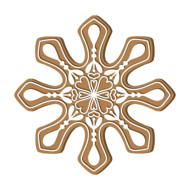 Zencefilli kar tanesi bayram kurabiyesi. Düz vektör illüstrasyonuName